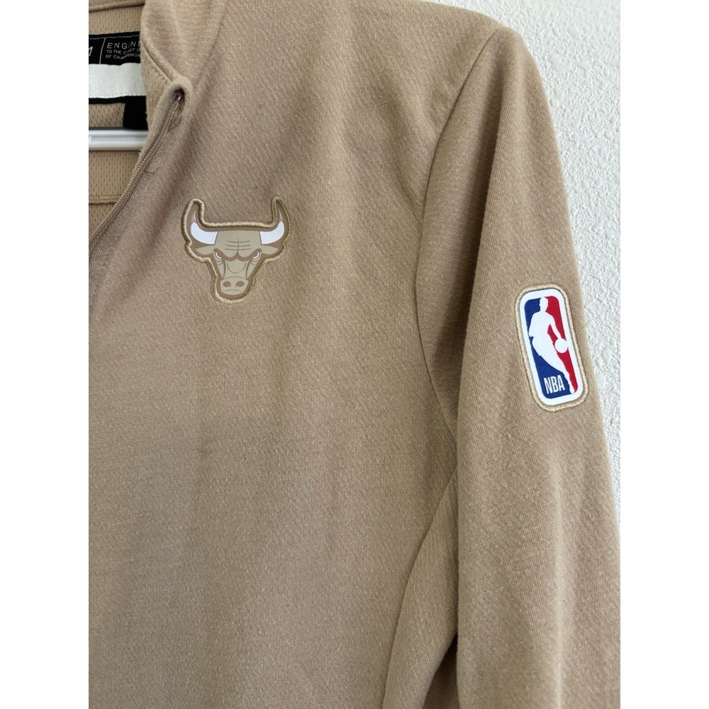 Nike NBA Chicago Bulls City Edition Quarter Zip Pullover Mens M Tan Dri Fit - Picture 2 of 11